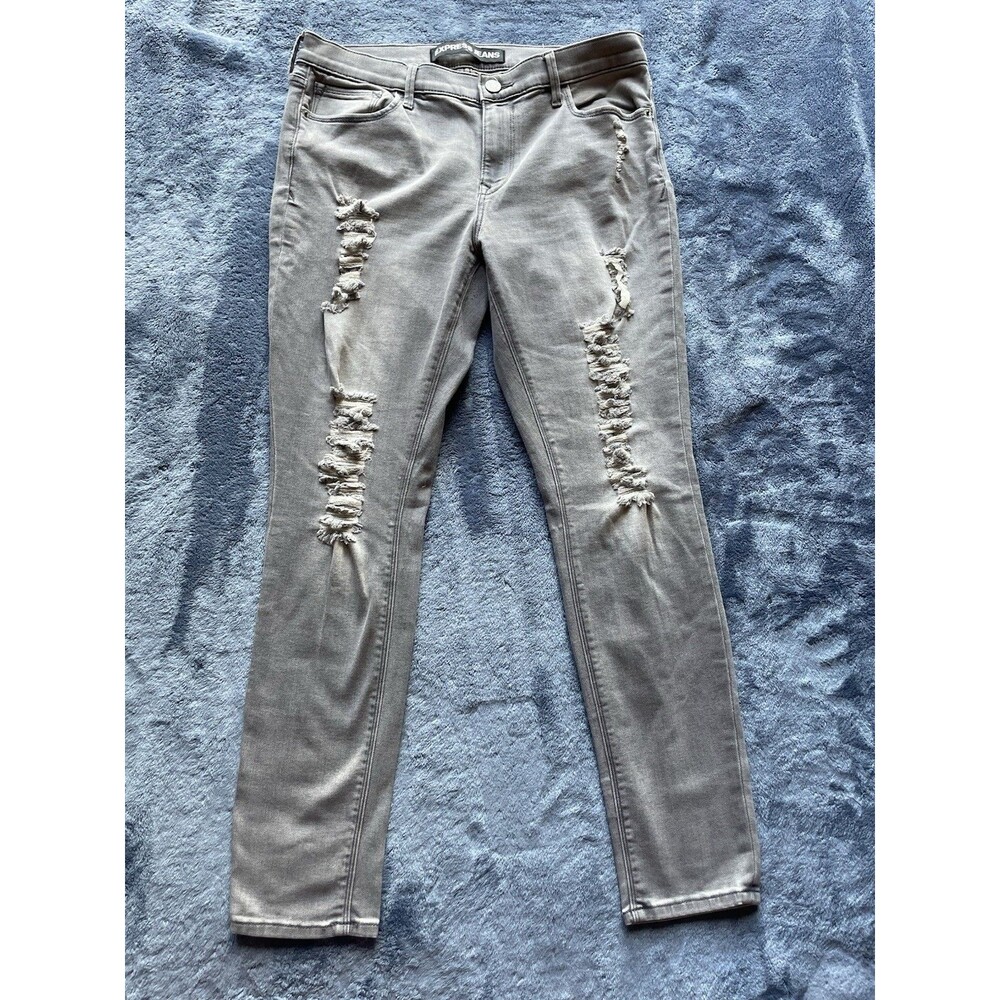 Express Jeans Stretch Denim Performance Mid Rise Gray Women Size 12